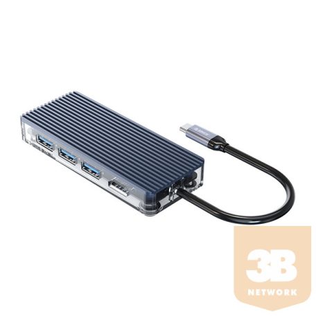 Orico Notebook Dokkoló - WB-6RJ-GY (Bemenet: USB-C, Kimenet: 3xUSB-A/USB-C/HDMI/RJ45, aluminium)