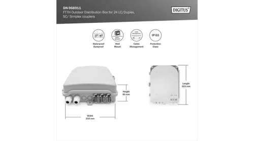 Digitus Optikai fali rendező SC 24 portos (simplex) kültéri