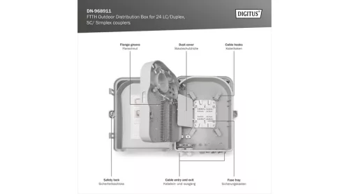 Digitus Optikai fali rendező SC 24 portos (simplex) kültéri