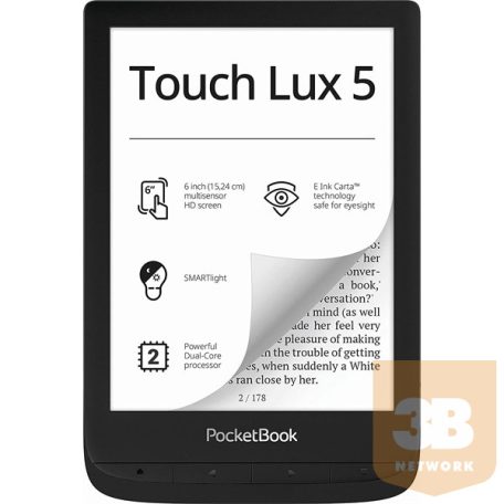 POCKETBOOK e-Reader - PB628 LUX5 fekete (6"E Ink Carta, Cpu: 1GHz,512MB,8GB,1500mAh, wifi,mSD, kép megvilágítás)