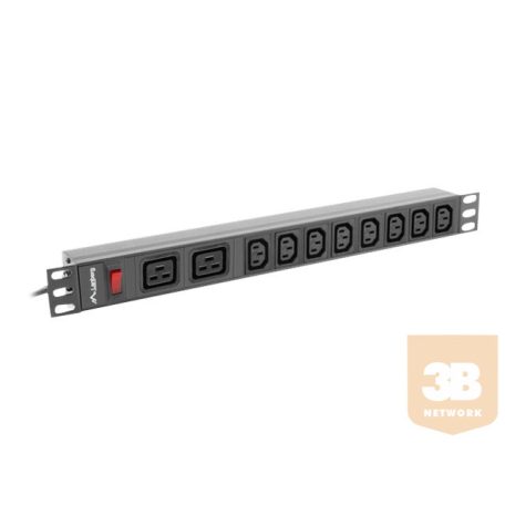 LANBERG power distribution unit PDU 19 1U 16A 2x C19 8x IEC C13 sockets 2m black C20