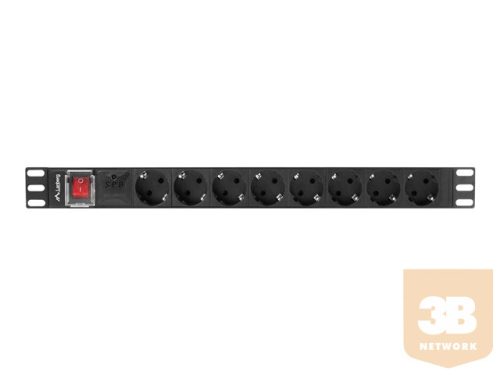 LANBERG PDU 19inch 1U 16A 8x Shuko 2m black