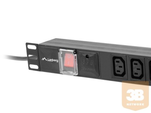 LANBERG PDU-10I-0200-IEC-BK Lanberg PDU 1U 10A 10 sockets IEC C13 2m Black, C13 aljzat / C14 dugó