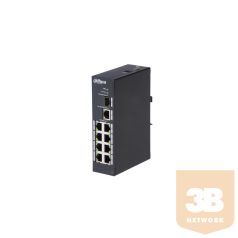   Dahua PoE switch - PFS3110-8T (8x 100Mbps + 1x 1Gbps + 1x  SFP, L2; ipari kivitel; 12VDC)