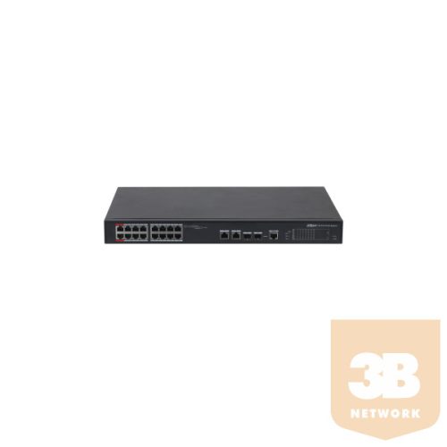 Dahua Menedzselhető PoE switch - PFS4218-16ET-240 (16x 100Mbps PoE/PoE+; 2x gigabit/SFP combo uplink; 240W)