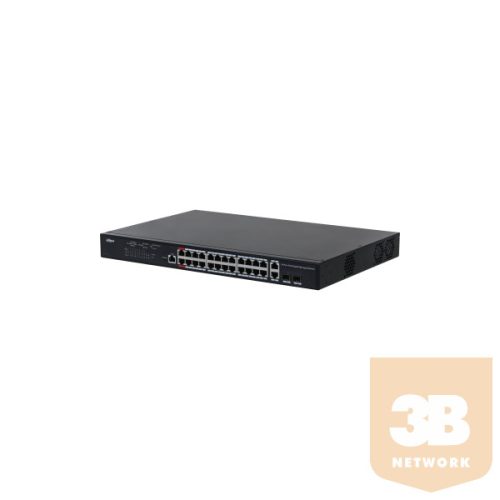 Dahua Menedzselhető PoE switch - PFS4226-24GT-370 (24x gigabit PoE/PoE+ (360W) + 2x SFP uplink, RedPort 90W)