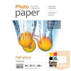   COLORWAY Fotópapír, magasfényű (high glossy), 180 g/m2, A4, 20 lap