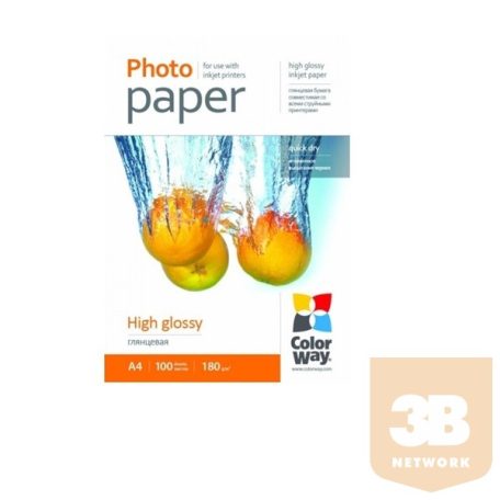 COLORWAY Fotópapír, magasfényű (high glossy), 180 g/m2, A4, 100 lap