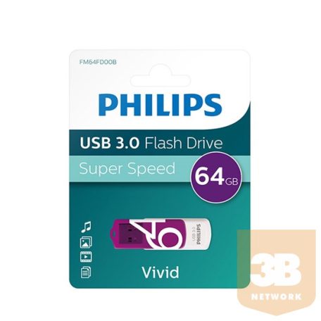 USB Philips Pendrive USB3.0 64GB Vivid Edition - lila