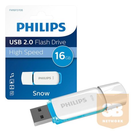 USB Philips Pendrive USB 2.0 16GB Snow Edition - fehér/kék