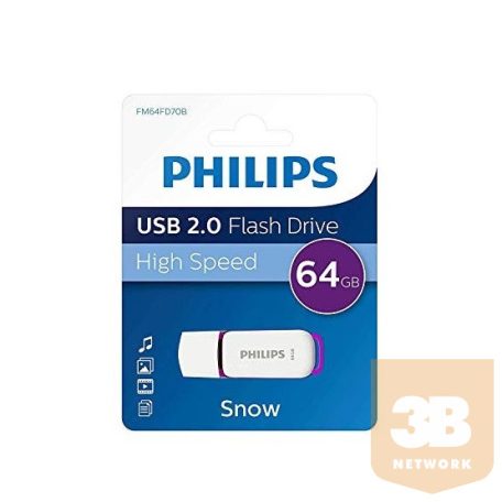 USB Philips Pendrive USB 2.0 64GB Snow Edition - fehér/lila