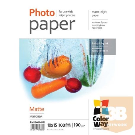 ColorWay Fotópapír Matt, 190 g/m, 10x15, 100 lap