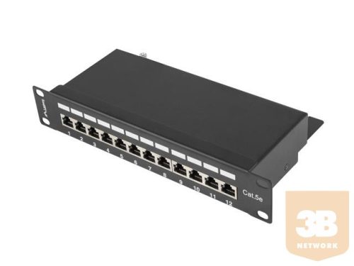 Lanberg Patch Panel 10'', 12 port 1U, cat.5e, black