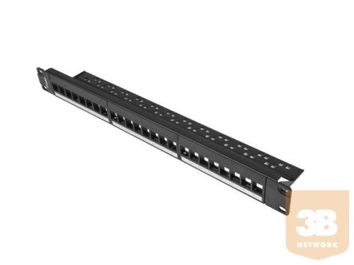 Lanberg keystone Patch Panel 19'', 24 port 1U, black, ÜRES, modulok nélkül