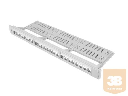 Lanberg keystone Patch Panel 19'' with organizer, 24 port 1U, grey