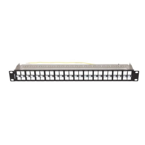 NET Lanberg Üres patch panel 48 port 1U 19" FTP, árnyékolt, tehermentesítővel, fekete