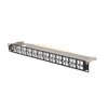 NET Lanberg Üres patch panel 48 port 1U 19" FTP, árnyékolt, tehermentesítővel, fekete