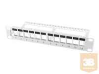 LANBERG patch panel blank 12 port 1U with organizer for keystone modules gray