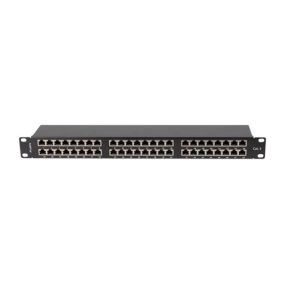  NET Lanberg Patch panel 48 port 1U 19" CAT.5e FTP, árnyékolt, fekete