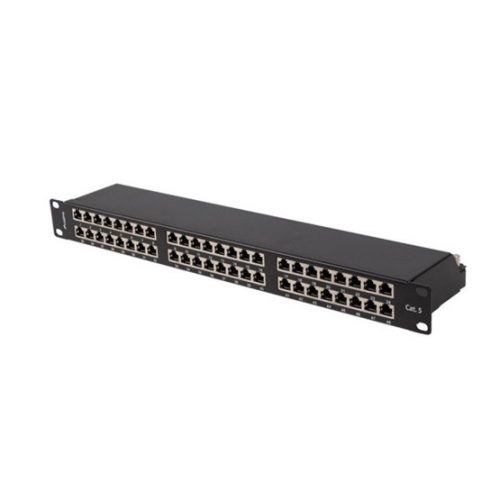 NET Lanberg Patch panel 48 port 1U 19" CAT.5e FTP, árnyékolt, fekete