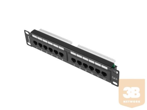 Lanberg Patch Panel 10'', 12 port 1U, cat.6, black