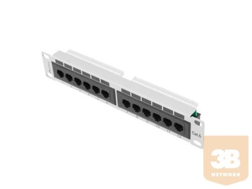 Lanberg Patch Panel 10'', 12 port 1U, cat.6, grey