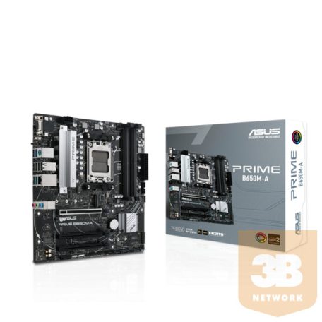 Asus Alaplap - AMD PRIME B650M-A AM5 (B650, ATX, 4xDDR5 6400+MHz, 4xSATA3, 2x M.2, HDMI+DP+VGA)