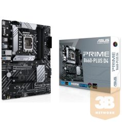   Asus Alaplap - Intel PRIME B660-PLUS D4 s1700 (B660, 4xDDR4 5000MHz, 4xSATA3, 3xM.2, HDMI+DP+VGA)