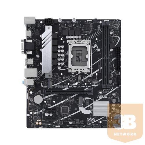 Asus Alaplap - Intel PRIME B760M-K D4 s1700 (B760, 2xDDR4 5333MHz, 4xSATA3, 2xM.2, HDMI+VGA)