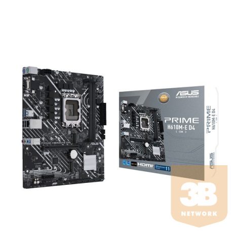 Asus Alaplap - Intel PRIME H610M-E D4-CSM s1700 (H610, 2xDDR4 3200MHz, 4xSATA3, 2xM.2, HDMI+DP+VGA)