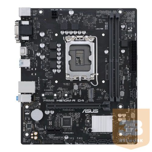 Asus Alaplap - Intel PRIME H610M-R D4 (H610, 2xDDR4 3200MHz, 4xSATA3, 1xM.2, HDMI+DVI+VGA)