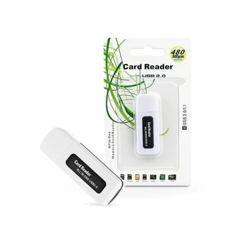 HAFFNER USB MEMÓRIAKÁRTYA-OLVASÓ - FEKETE/FEHÉR (USB 2.0, 480 Mb/s)