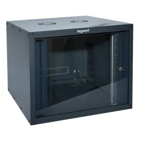   Legrand 646211 Linkeo 19" 9U MAG:494 SZÉL:600 MÉLY:600 MAX: 27kg üvegajtós antracit fali rack szekrény