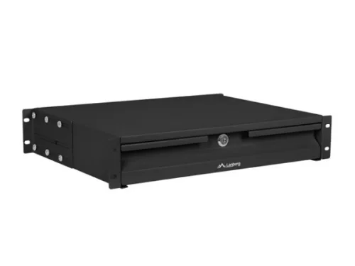 Lanberg AK-2001-B 19" 2U 483x360mm 4x ponton rögzíthető 90kg terhelhetőségű fekete rack fiók