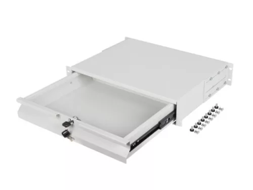 Lanberg AK-2001-S 19" 2U MÉLY:360mm MAX: 90kg 4 ponton rögzíthető fix szürke rack fiók