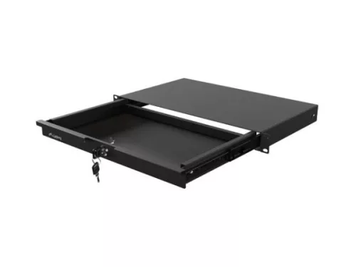 Lanberg AK-2002-B 19" 1U 483x270mm 4x ponton rögzíthető 30kg terhelhetőségű fekete rack fiók