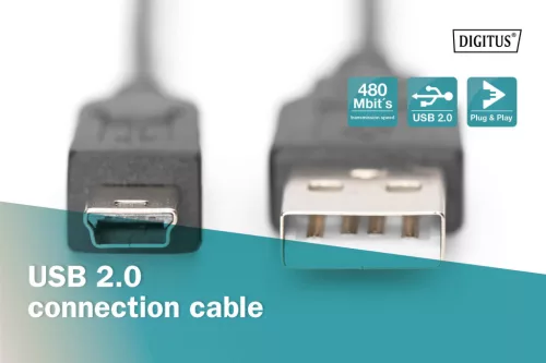 DIGITUS AK-300130-010-S High Speed 2.0 mini USB B - USB type A kábel 1m