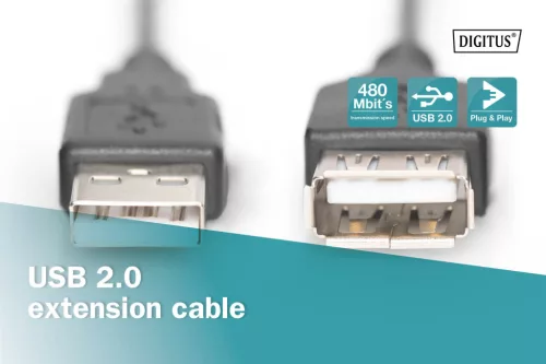 DIGITUS AK-300200-018-S High Speed 2.0 USB AM/F 1,8m hosszabbító kábel