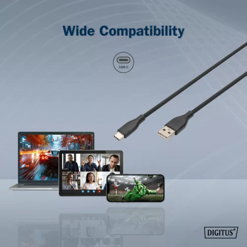 DIGITUS AK-300340-020-S High Speed USB-A 2.0 - USB Type-C szilikon kábel 2m
