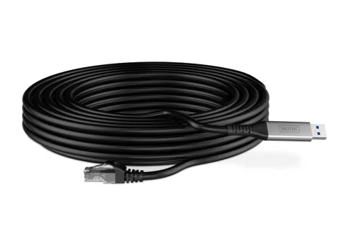 DIGITUS AK-300600-100-S Cat.6A 1GbE RJ45 S/FTP LSZH USB-A 3.2 Gen1 Ethernet kábel 10m