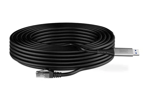 DIGITUS AK-300600-150-S Cat.6A 1GbE RJ45 S/FTP LSZH USB-A 3.2 Gen1 Ethernet kábel 15m
