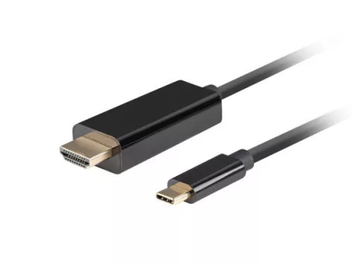 Lanberg CA-CMHD-10CU-0005-BK HDMI 2.0(M ) - USB Type-C(M) UHD 4K 60Hz fekete aranyozott HDMI kábel 0.5m