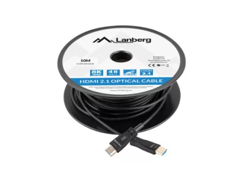 Lanberg CA-HDMI-30FB-0100-BK HDMI 2.1 apa-apa fekete aktív optikai AOC kábel 10m