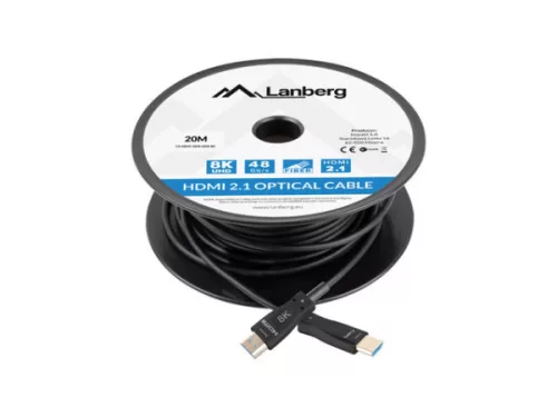 Lanberg CA-HDMI-30FB-0200-BK HDMI 2.1 apa-apa fekete aktív optikai AOC kábel 20m