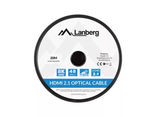 Lanberg CA-HDMI-30FB-0200-BK HDMI 2.1 apa-apa fekete aktív optikai AOC kábel 20m