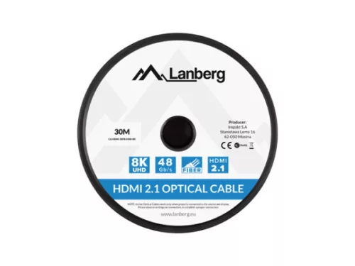 Lanberg CA-HDMI-30FB-0300-BK HDMI 2.1 apa-apa fekete aktív optikai AOC kábel 30m