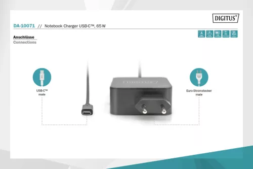 DIGITUS DA-10071 USB-C 65W univerzális notebook/okostelefon/tablet töltő adapter