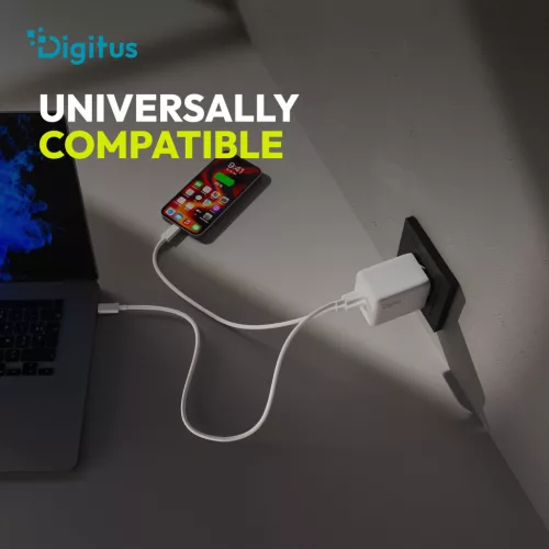 DIGITUS DA-10301 2xUSB-C 1x USB-A GaN II 100W fehér gyorstöltő adapter
