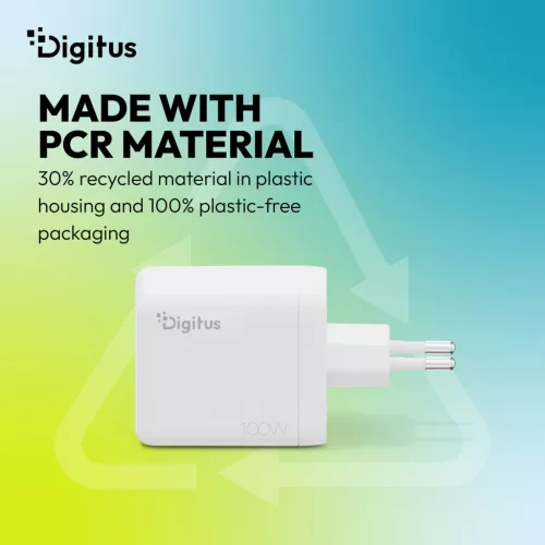 DIGITUS DA-10301 2xUSB-C 1x USB-A GaN II 100W fehér gyorstöltő adapter