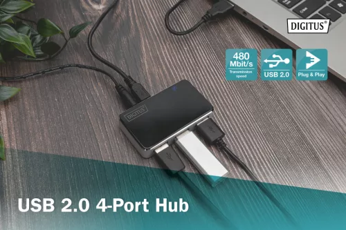 DIGITUS DA-70220 4 portos USB 2.0 hub